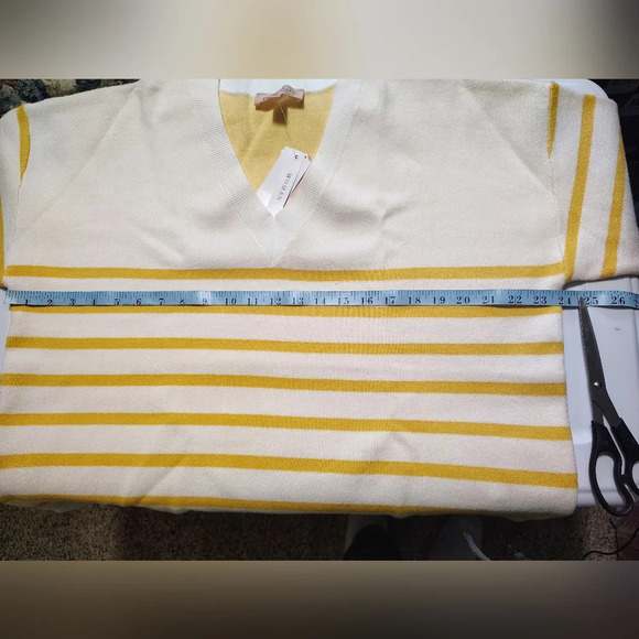 Philosophy women's sweater V neck, knit, pull on, striped, long sleeve, 1X. - Picture 9 of 16